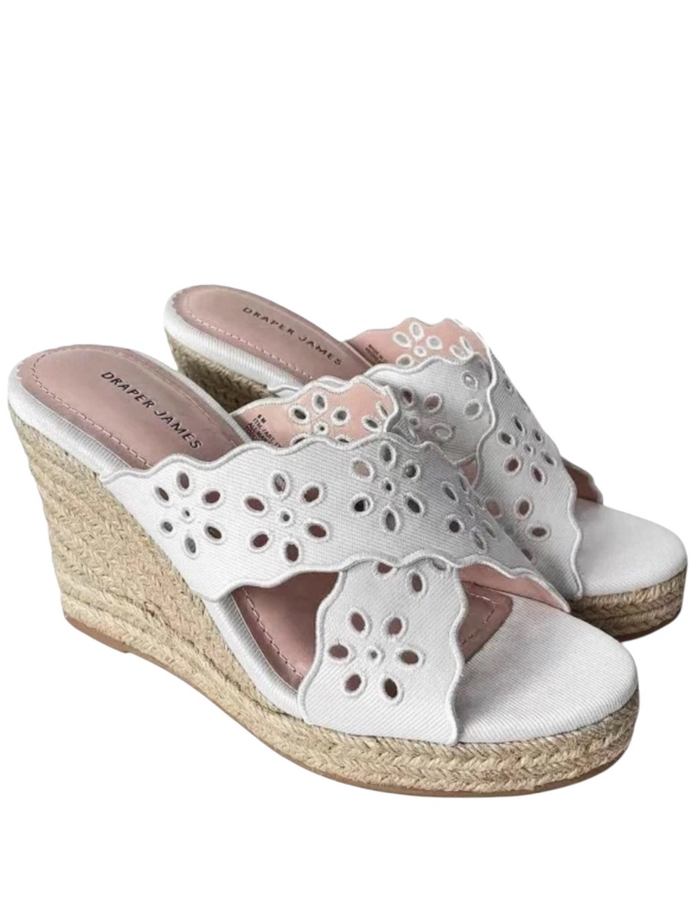Draper James Women’s Eyelet Espadrille Wedge White Size 6, 7, 8, 9 NEW NIB